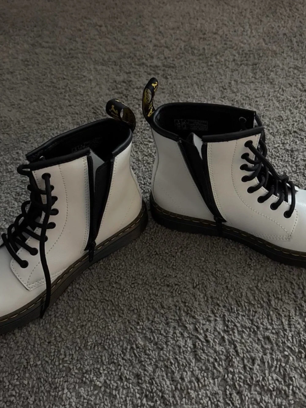 Dr. Martens White Lace-Up Boots with Black Trim